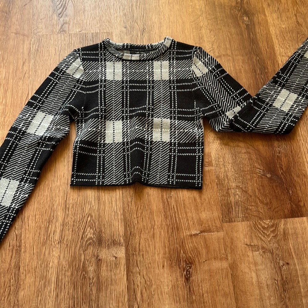Plaid knit/wool swester